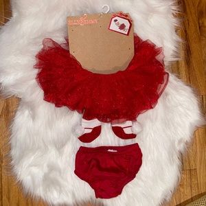 Elly & Emmy 2-Piece Holiday Tutu and Bootie Set in Red (0-6 months)